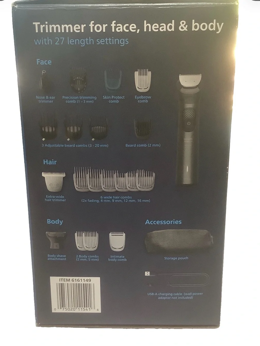 Philips Norelco ultimate precision All-in-One Trimmer- head face and body MG9526